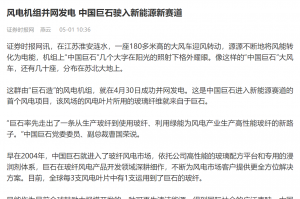 时报：风电机组并网发电 中国尊龙凯时驶入新能源新赛道